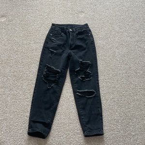 Black Ripped Mom Jeans